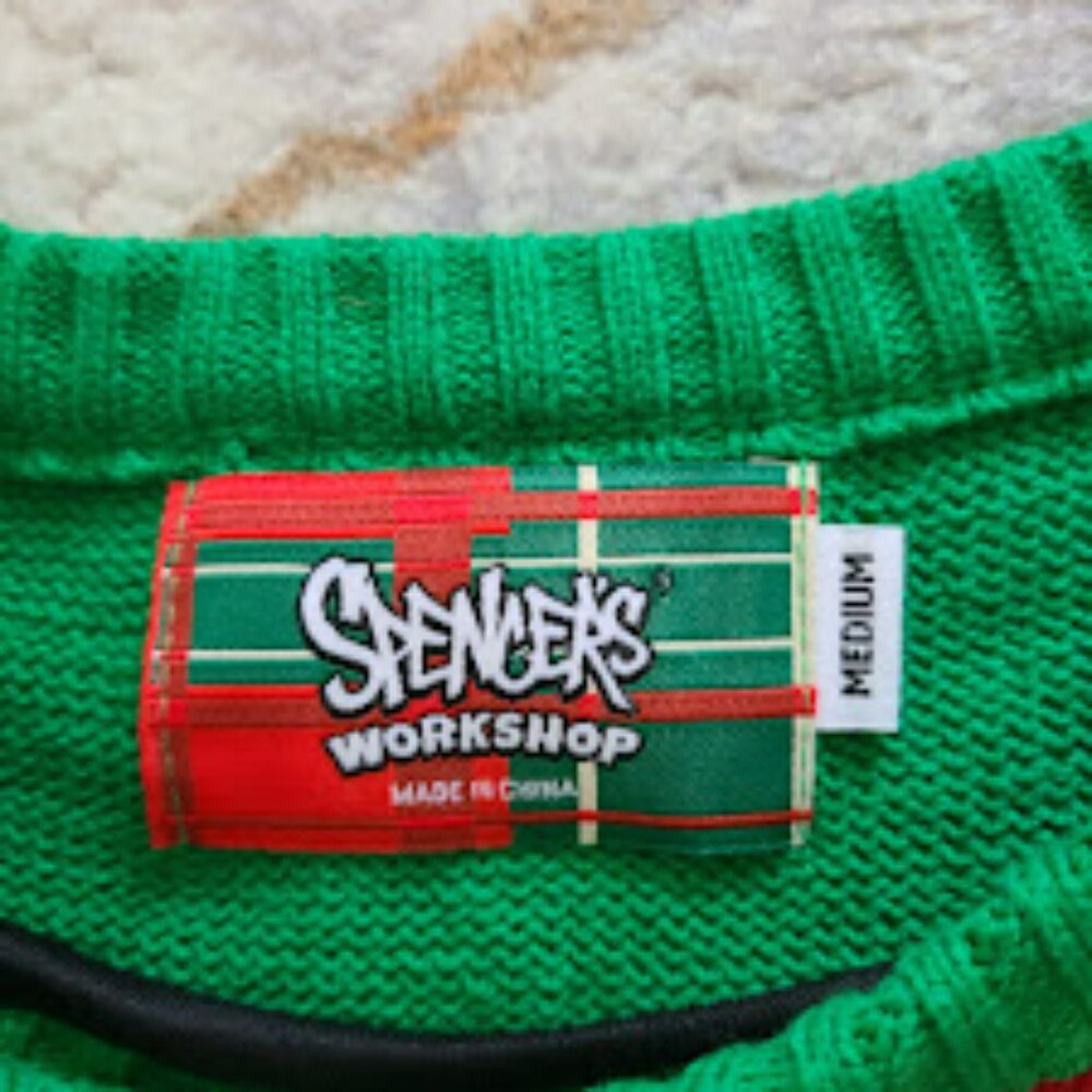 Spencer's Light Up Ugly Christmas Sweater Sound Effect Jingle Bells Medium NWT - Picture 3 of 9